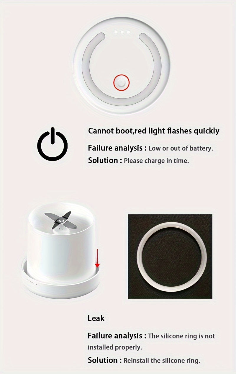 Blender Portabil Electric Wireless Mini - Storcător Fructe 350ml