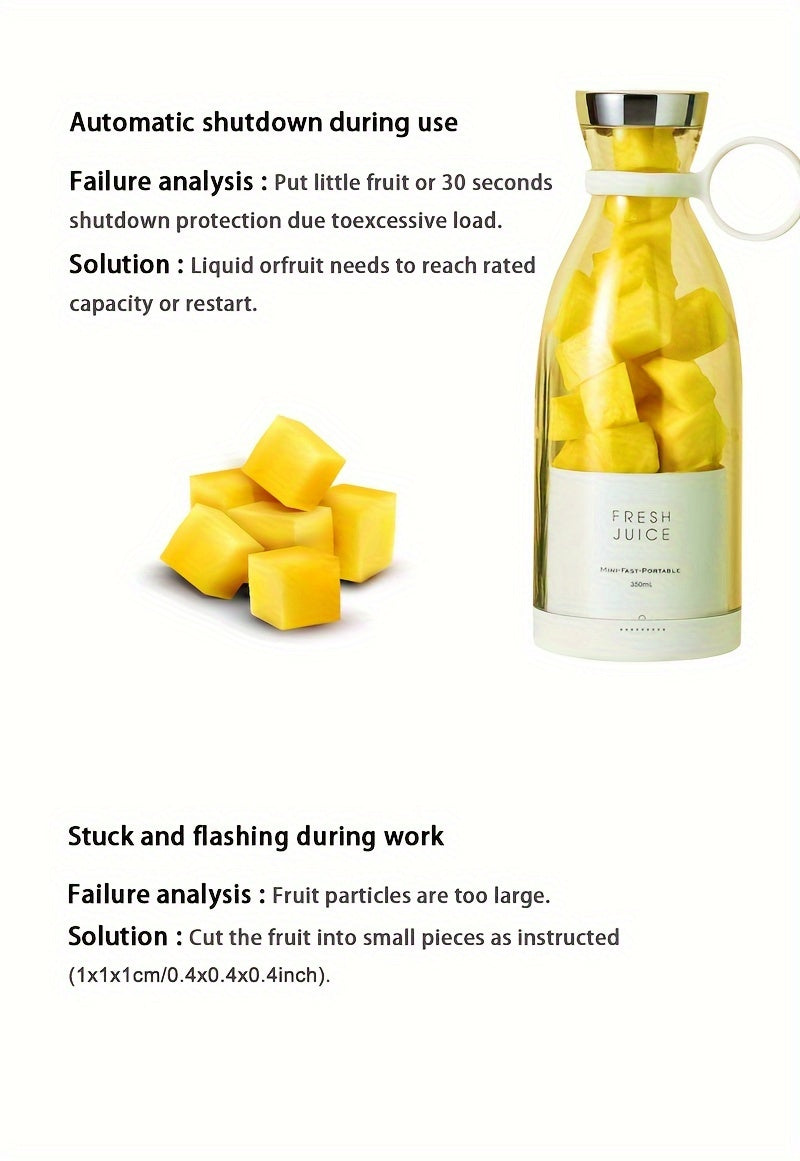 Blender Portabil Electric Wireless Mini - Storcător Fructe 350ml